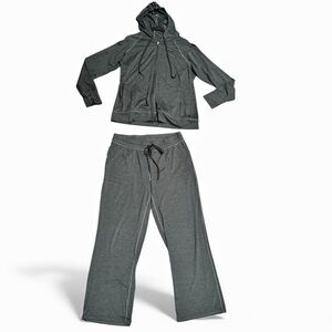 Amazon Essentials Brushed Tech Charcoal Hoodie and Drawstring Pants set, size XL